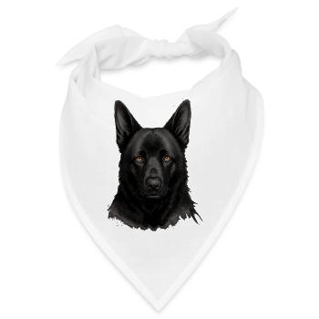 Schwarzer Schäferhund Kopfporträt - Bandana - Weiß - Vorne