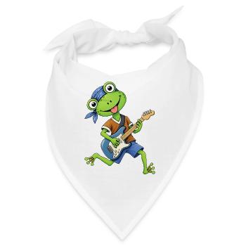 Frosch mit Gitarre  Musikfrosch - Bandana - Weiß - Vorne
