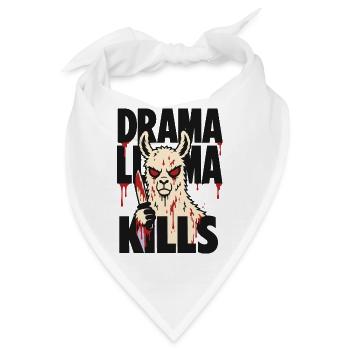 Horror-Lama mit Messer – Drama Llama Kills - Bandana - Weiß - Vorne