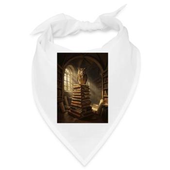 Eule oben auf dem Stapel der antiken Bibliothek - Bandana - Weiß - Vorne