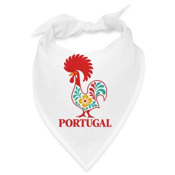 Portugiesischer Barcelos-Hahn Portugiesische Volkskunst - Bandana - Weiß - Vorne