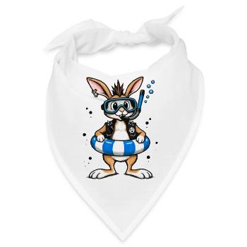 Bunter Punk Hase Taucher mit Rettungsring - Bandana - Weiß - Vorne
