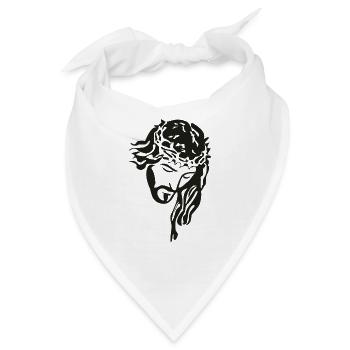 Jesus Christus mit Rosenkranz Silhouette Braun - Bandana - Weiß - Vorne