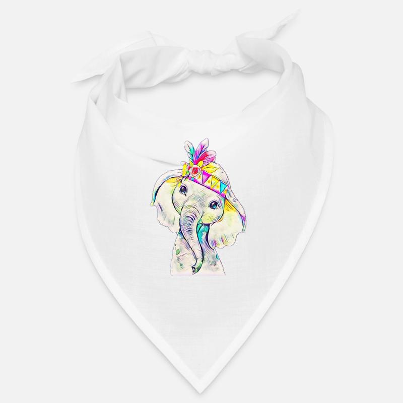 Elefant - Bandana - Weiß