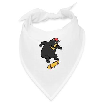 Kickflip Bär Skateboard Bärchen Wild Tier Zoo - Bandana - Weiß - Vorne
