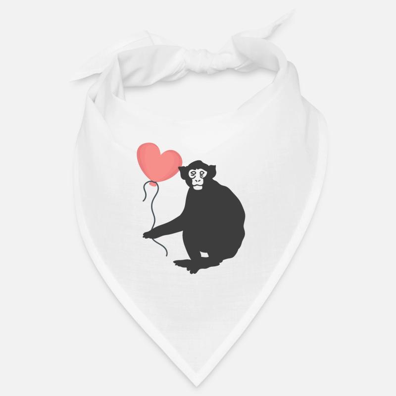 Affe mit Herz Luftballon - Bandana - Weiß