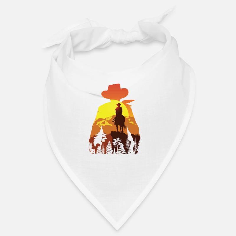 Cowboy Mit Pferd - Bandana - Weiß