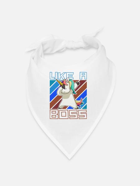 Like a Boss - Lustiges Dabbing Einhorn Spruch - Bandana - Weiß - Vorne