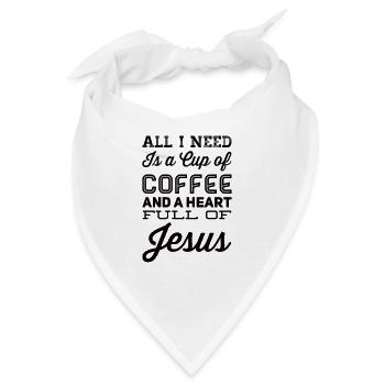 Cup Of Coffee And Heart Full Of Jesus - Bandana - Weiß - Vorne