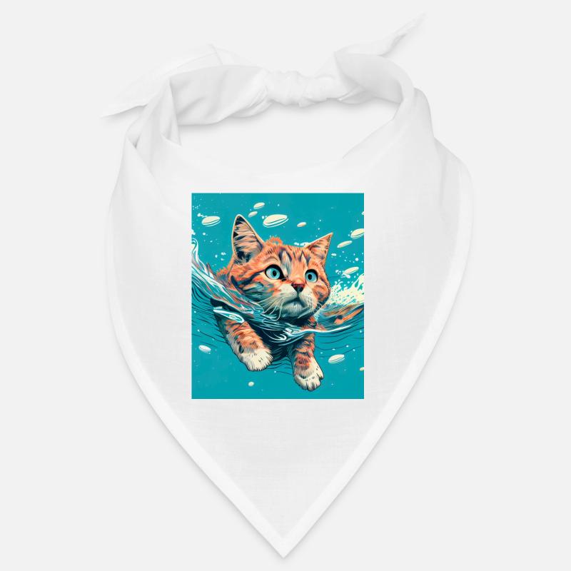 Chat roux nageant dans l’eau Bandana