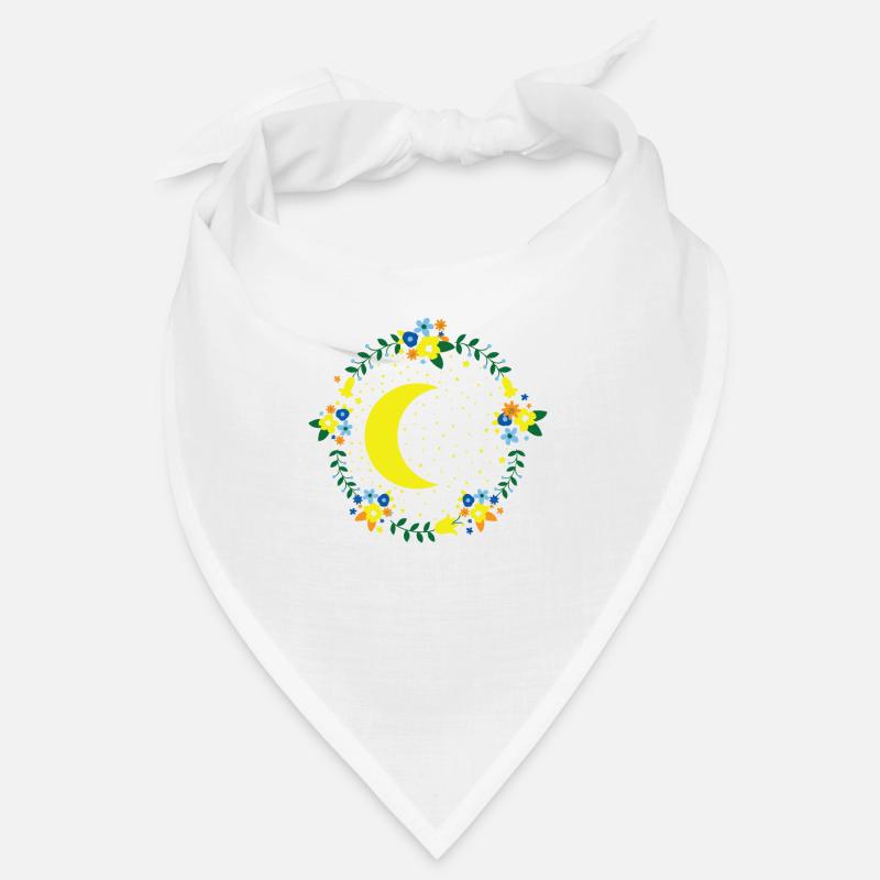 Lune avec des fleurs, ciel nocturne, espace extra-atmosphérique Bandana