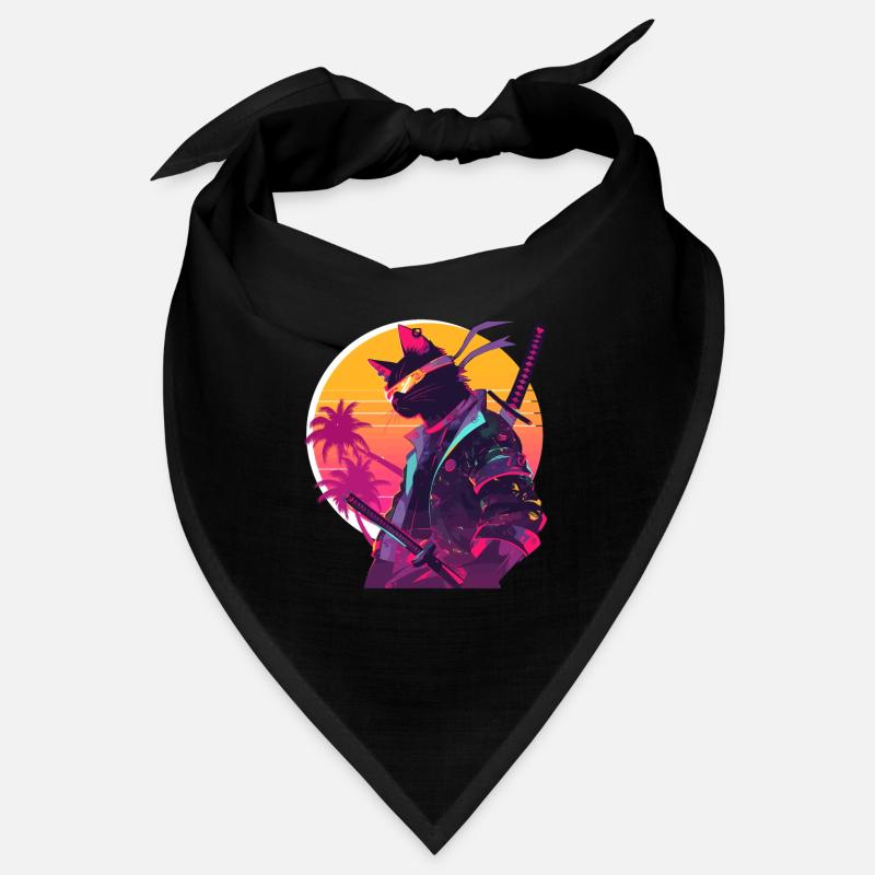 Cat Samurai 80's Vintage Style Bandana