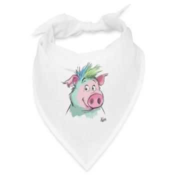Freundliches Schwein - Bandana - Weiß - Vorne