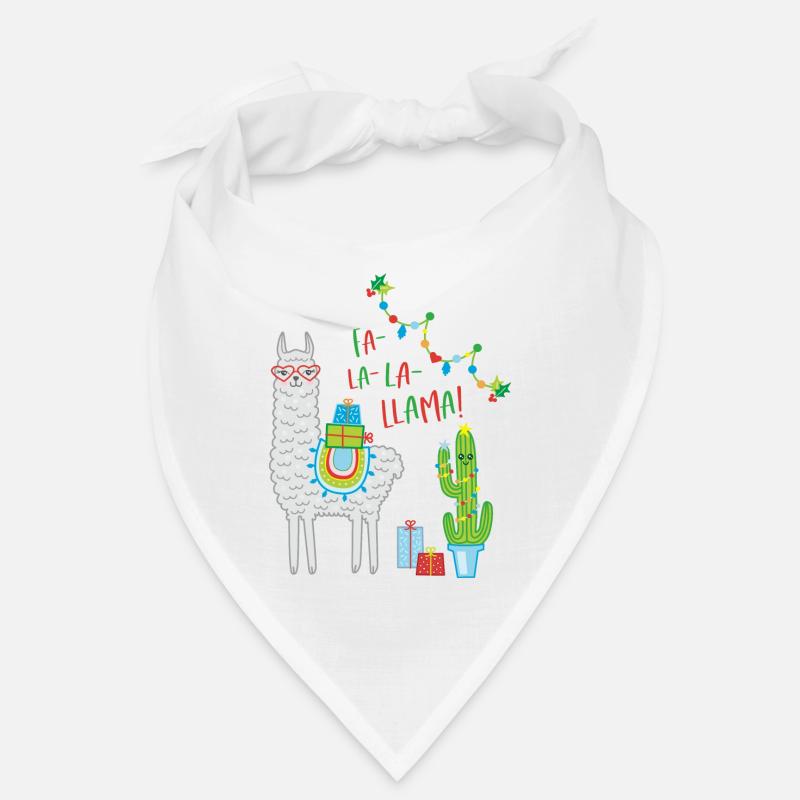 Fa la Llama Pull de Noël Cadeau de Noël - Bandana - blanc