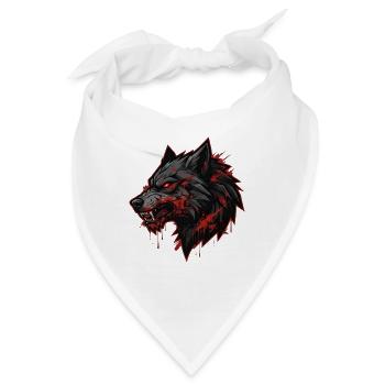 Wilder Wolfskopf Roter Blutspritzer Vektorgrafik - Bandana - Weiß - Vorne