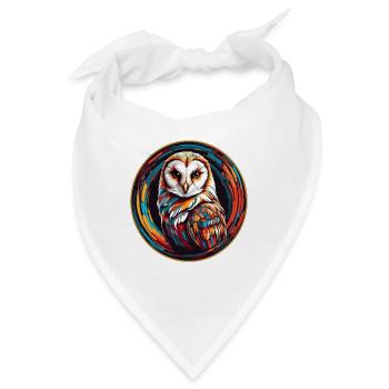 Farbenfrohes Portrait einer Schleiereule - Bandana - Weiß - Vorne
