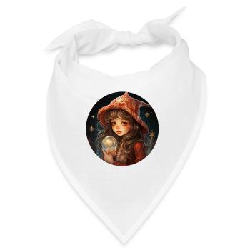 Verträumtes Mädchen mit Schneekugel an Weihnachten - Bandana - Weiß - Vorne