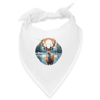 Hirsch in Winterlandschaft - Bandana - Weiß - Vorne