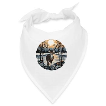 Winterlandschaft mit Hirsch - Bandana - Weiß - Vorne