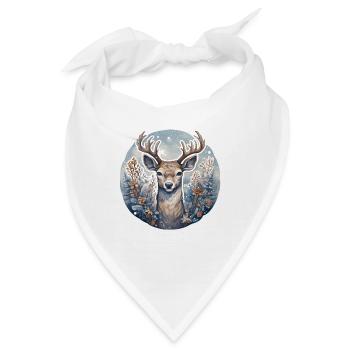 Winterlandschaft mit Hirsch - Bandana - Weiß - Vorne