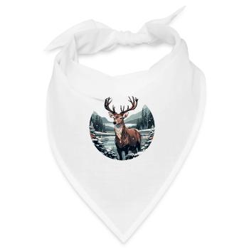 Hirsch in Winterlandschaft - Bandana - Weiß - Vorne