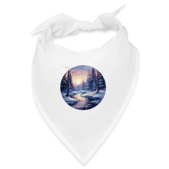 Winterlandschaft Wald mit Fluß - Bandana - Weiß - Vorne