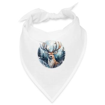 Hirsch im schneebedeckten Wald - Bandana - Weiß - Vorne