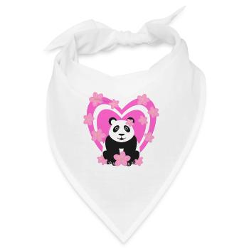 Panda mit pinken Herz und Kirschblüten. - Bandana - Weiß - Vorne