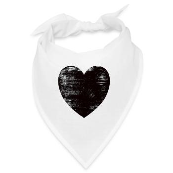 Schwarzes Herz - Bandana - Weiß - Vorne
