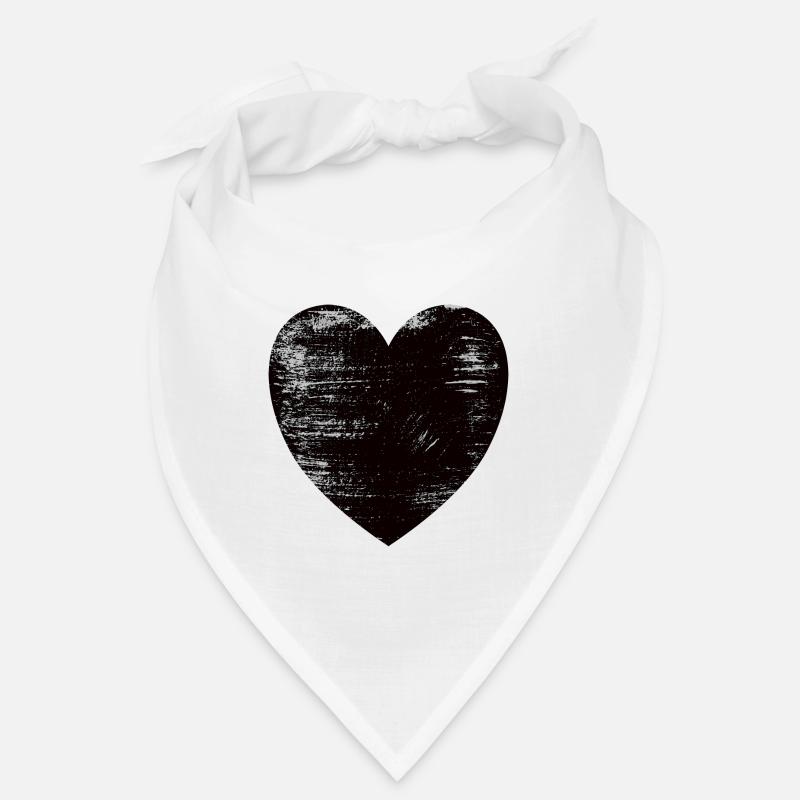 Schwarzes Herz - Bandana - Weiß