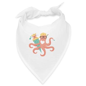 Oktopus mit Schultüte Einschulung - Bandana - Weiß - Vorne