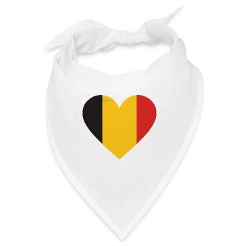 Belgische Herz-Trikolore - Bandana - Weiß - Vorne