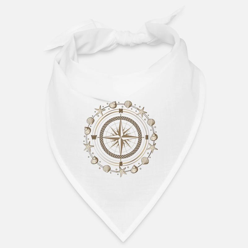 Kompass Maritim Muscheln - Bandana - Weiß
