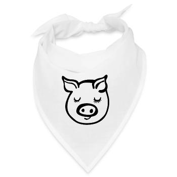 Schwein Schweinchen - Bandana - Weiß - Vorne