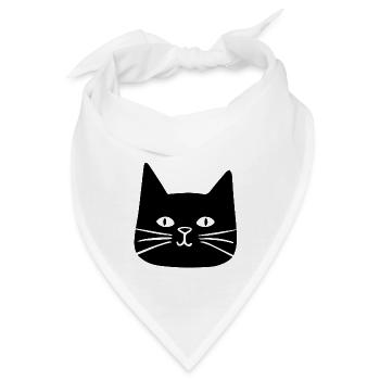 Katzen Katzendame Katzenfreund Katzengesicht - Bandana - Weiß - Vorne