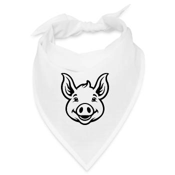 Schwein Schweinchen - Bandana - Weiß - Vorne