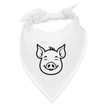 Schwein Schweinchen - Bandana - Weiß - Vorne