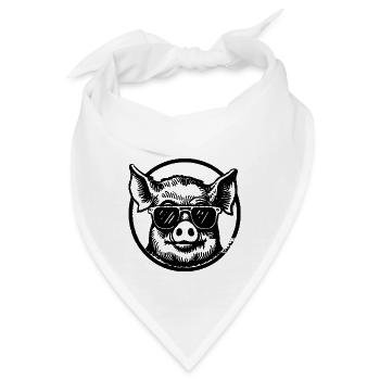 Schwein Schweinchen - Bandana - Weiß - Vorne
