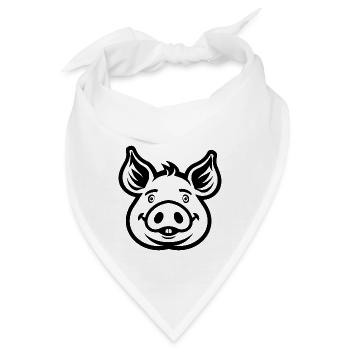 Schwein Schweinchen - Bandana - Weiß - Vorne