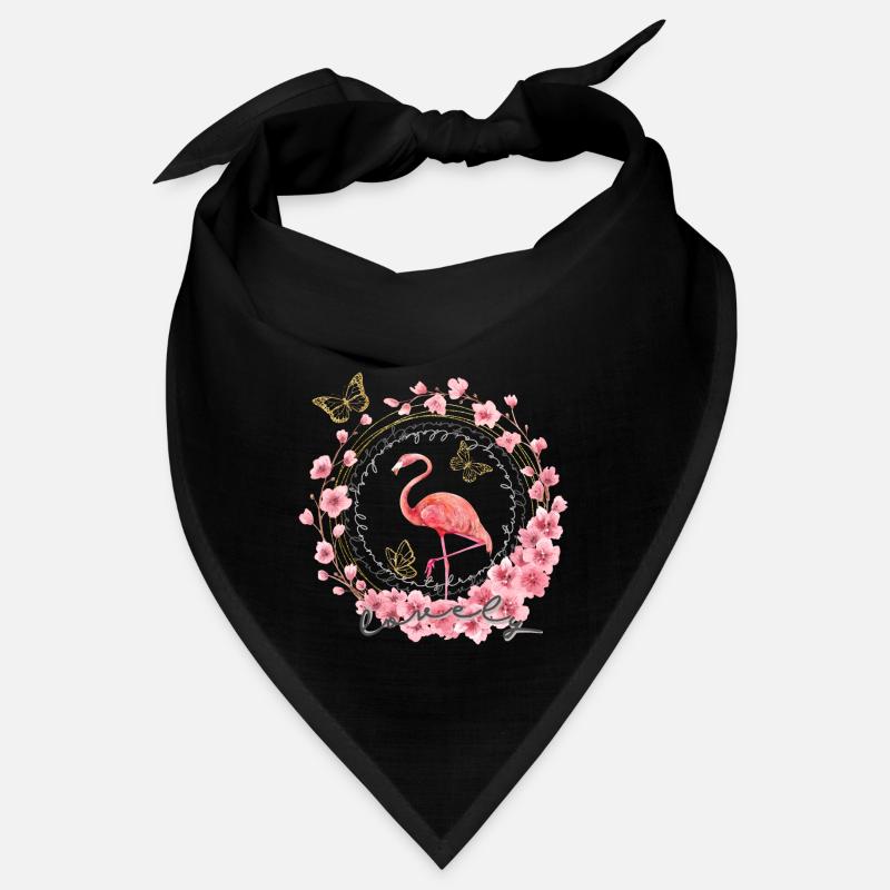 * Flamingo mit Blumen * in Wasserfabtechnik Bandana