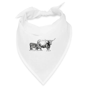 Hochlandrind mit Kalb - Bandana - Weiß - Vorne