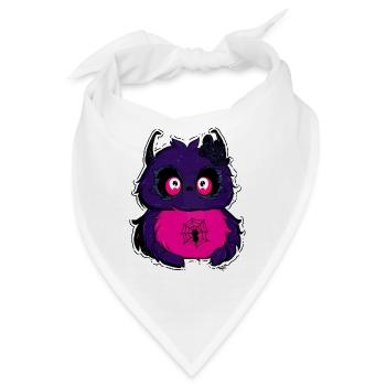 Lila Flauschkätzchen mit Spinnennetz - Bandana - Weiß - Vorne