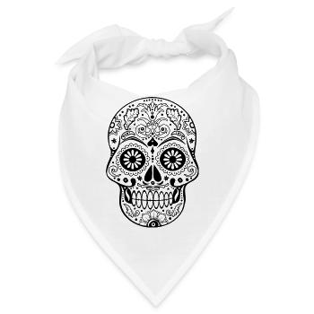 Gothic Ornaments Sugar Skull - black - Bandana - Weiß - Vorne
