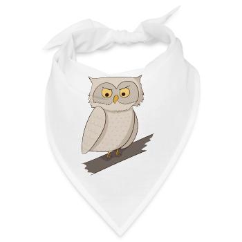 Eule Uhu Kauz - Bandana - Weiß - Vorne