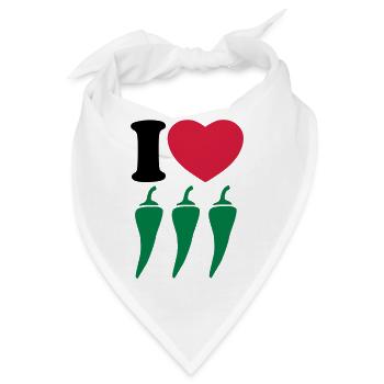 I love chili - Ich liebe Chili - Bandana - Weiß - Vorne