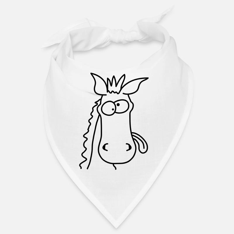 Funny Crazy Comic Horse - Bandana - blanc