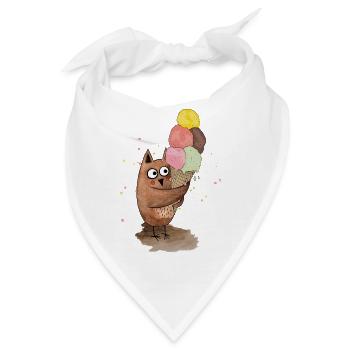 Eule mit riesigem Eis - Bandana - Weiß - Vorne