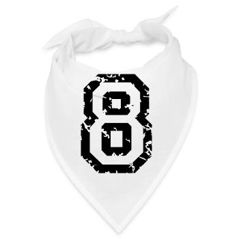 Zahl 8 - Nummer 8 (Vintage Weiß) Nr. 8 - Bandana - Weiß - Vorne