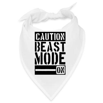 Caution Beast Mode On - Bandana - Weiß - Vorne