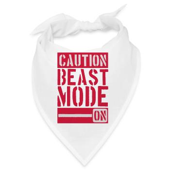 Caution Beast Mode On - Bandana - Weiß - Vorne
